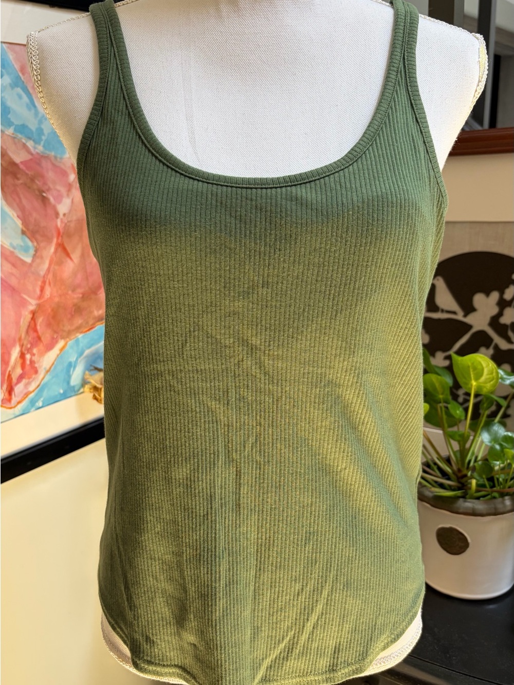 J. Crew Olive Ribbed Scoop Neck Tank